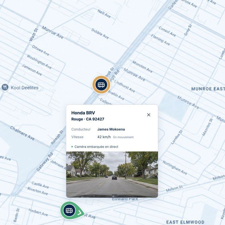 Smart Vehicle Tracking Systems live map with a selected vehicle